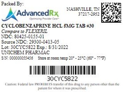 Cyclobenzaprine HCl 5mg Tab Qty 30 NDC 80425-0155.jpg Cyclobenzaprine HCl 5mg Tab Qty 30 NDC 80425 0155